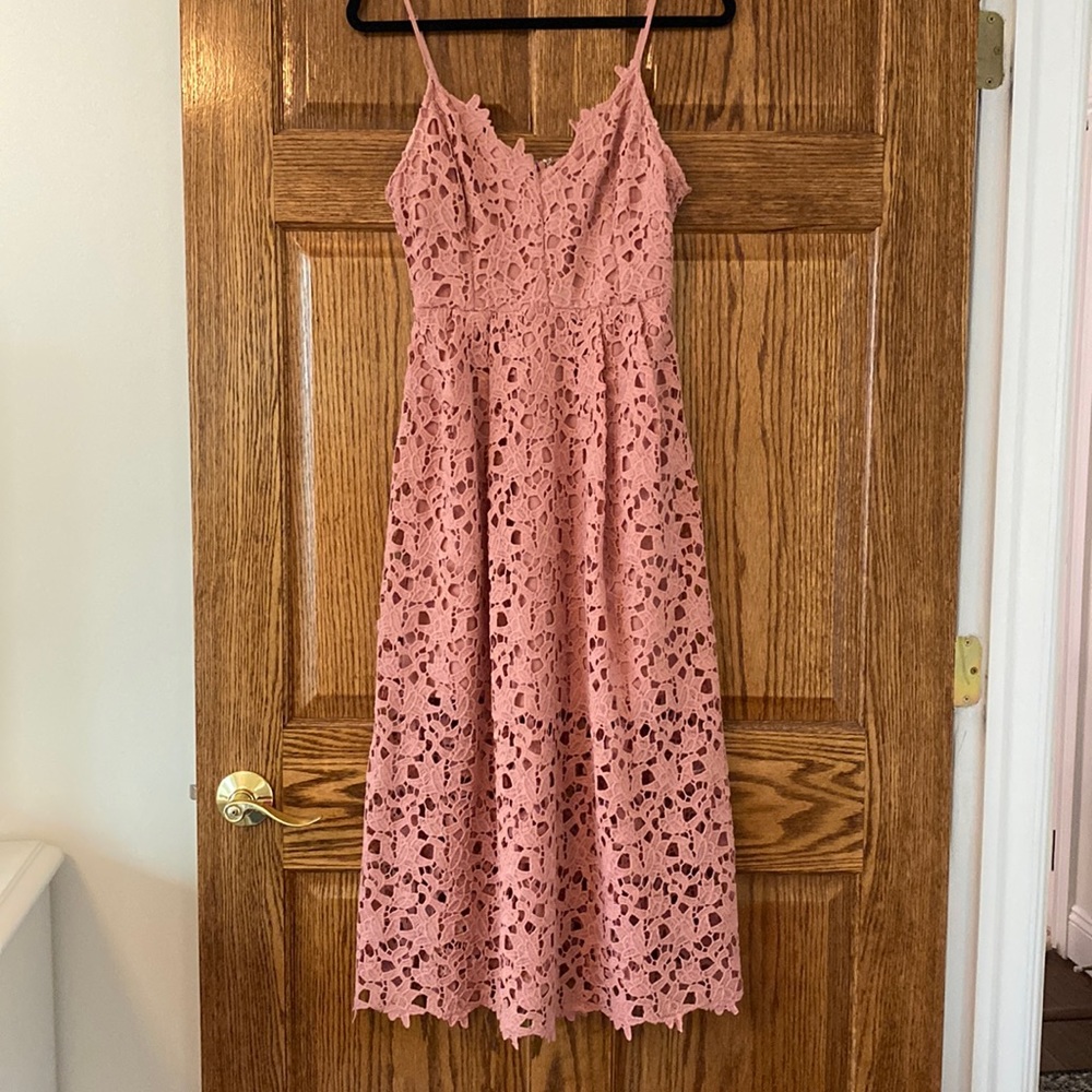 ASTR Lace A Line Midi Dress- Mauve